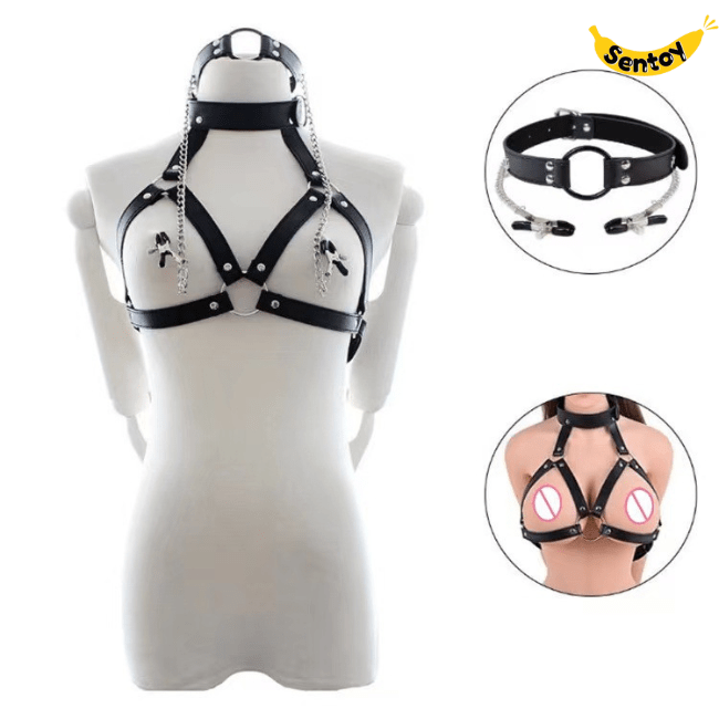 Đồ chơi bạo dâm BDSM Xích cổ kẹp vú tăng hưng phấn (3)