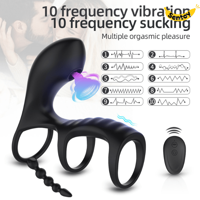 Vòng rung Penis Testicle Stimulator cao cấp rung thổi âm vật (7)-min