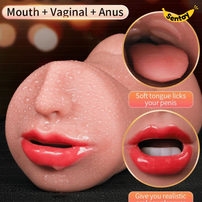 Âm đạo giả silicon nguyên khối hình miệng lưỡi liếm như thật